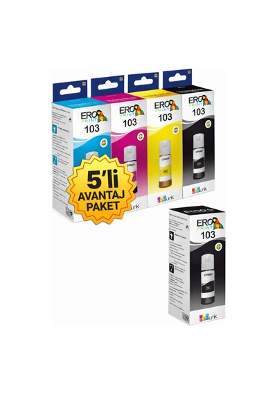 Epson Ecotank L3151 Yazıcı İçin 3 Renkli + 2 Siyah Uyumlu Mürekkep