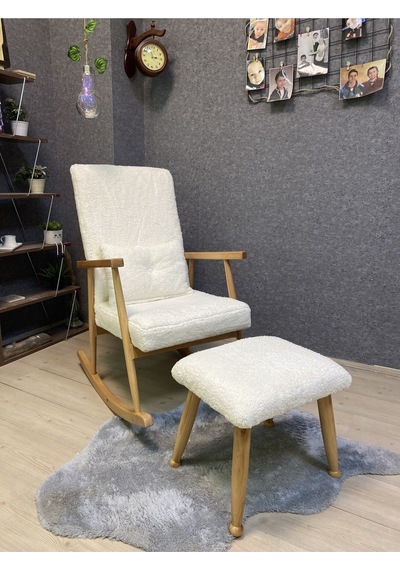 Asedia Trend Naturel Teddy Krem Sallanan Sandalye