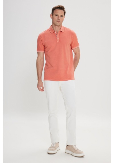 AC&Co / Altınyıldız Classics Erkek Kıremıt Slim Fit Dar Kesim %100 Pamuk Polo Yaka Tişört Kiremit