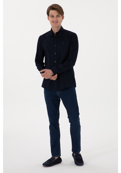 U.S. Polo Assn. U.s. Polo Assn. %100 Pamuk Uzun Kol Slim Fit Gömlek 2083199 Lacivert
