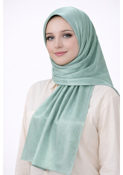 Mim Eşarp Mısırlı Eşarpları Taşlı Jan Jan Abiye Şal 75x190 Cm Su Yeşili