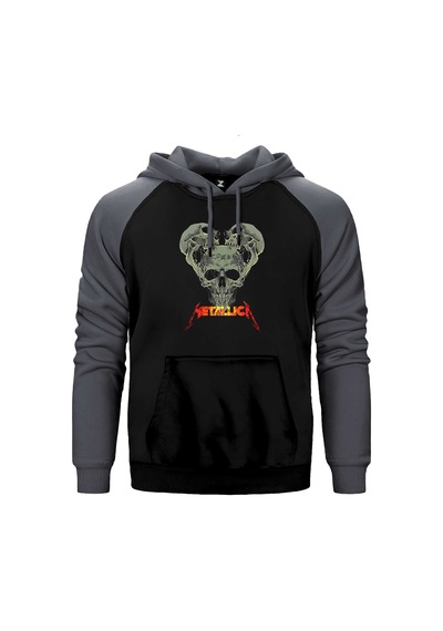 Metallica 3 Dry Heads Gri Renk Reglan Kol Sweatshirt / Hoodie