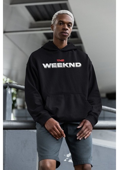 The Weeknd Rapper Baskılı Unisex Oversize Şarkıcı Hoodie Siyah