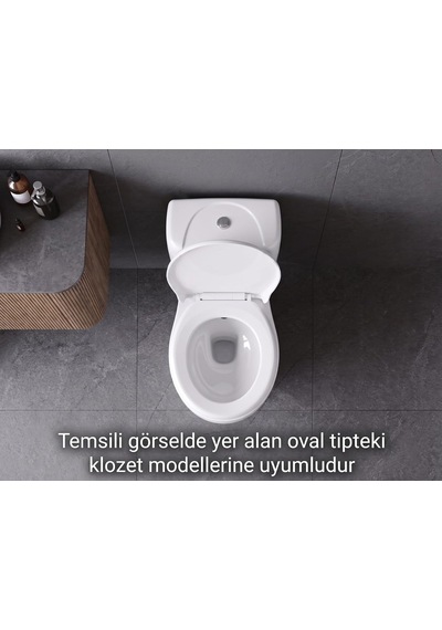 Klozet Kapağı, Akdeniz Modeli Duroplast Malzeme, Beyaz, Oval, Yavaş Kapanır Ve Normal Kapanır Model, Tak Çıkar Me Diğer