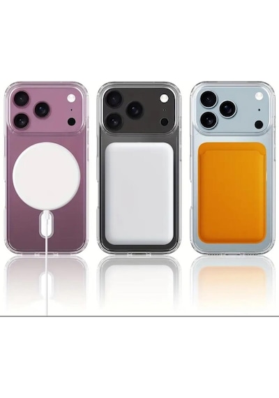 Teknomoda Apple Uyumlu iPhone 17 Pro Max Kılıf Magsafe Wireless Kablosuz Şarj Manyetik Şeffaf Silikon Kapak Şeffaf