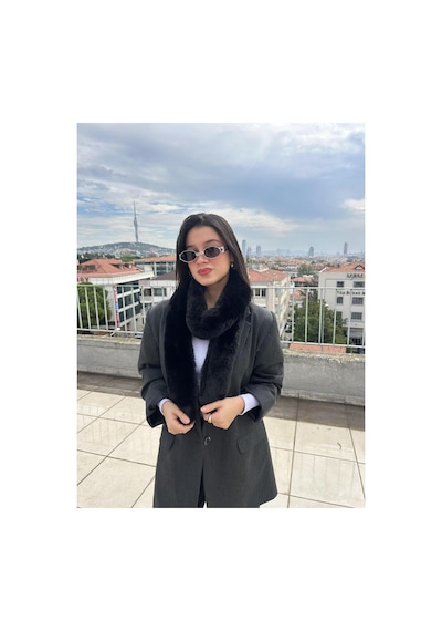 Mollycrush Kadın Peluş Atkı Yumuşak Dokulu, Sıcak Tutan Ve Şık Kış Aksesuarı Siyah