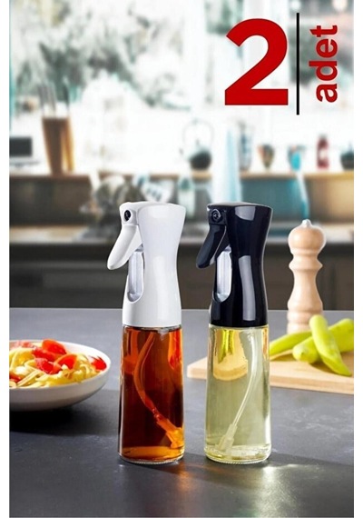 2 Li Yağdanlık Sprey Air Fryer Cam Yağlık Mist Püskürtücü 225 Ml Şeffaf