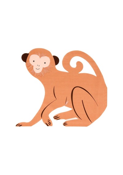 Meri Meri - Monkey Die Cut Napkins - Maymun Peçeteler - 16'lı