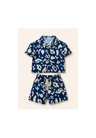 My Kids Wear Modern Desenli Çocuk Yazlık Gömlek & Şort Takımı Rahat Ve Şık Kombin 12746 Beyaz - Mavi My Kids Wear Modern Desenli Çocuk Yazlık Gömlek & Şort Takımı Rahat Ve Şık Kombin 12746 Beyaz - Mavi