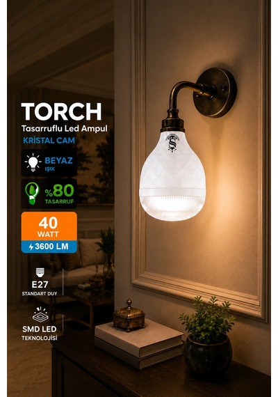 40w Kristal Tasarruflu E27 Beyaz Işık Torch Led Ampul 6 Adet 6 Adet