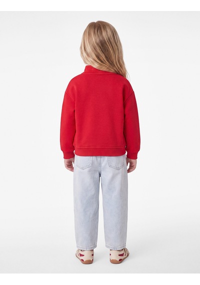 Koton Fiyonk Baskılı Şardonlu Uzun Kollu Fermuarlı Yaka Sweatshirt Kırmızı 7wmg10094ak