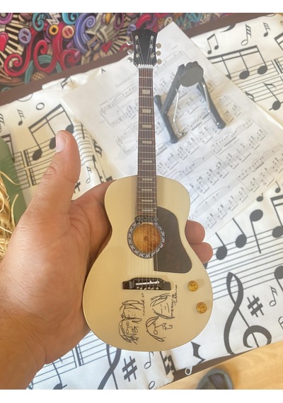 Akustik Gitar El Yapımı Ahşap Minyatür Hediyelik Biblo 25 Cm 4 Gi