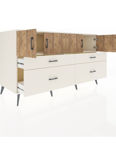 Kronos Konsol 2 Raflı 4 Çekmeceli 4 Kapaklı 176x59x99 Aytaşı-çam/ Aytaşı-çam/aytaşı