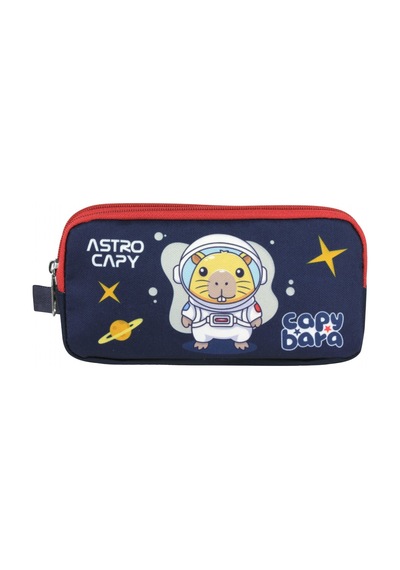 Capybara Erkek Çocuk İki Bölmeli Astronot Kalem Çantası - Lacivert - Kırmızı - 5229 Çok Renkli
