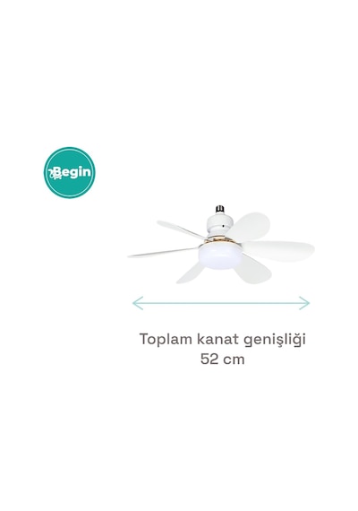 Begin 50w 6 Kanatlı Led Işıklı Tavan Vantilatör Uzaktan Kumandalı