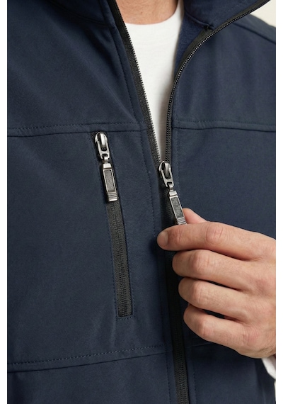 Genius Store Erkek Yelek Softshell Su Geçirmez Tam Fermuarlı Cepli Normal Kalıp Spor Yelek Lacivert