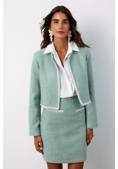 Sateen Aksesuar Detaylı Tüvit Ceket - Mint-135141 Mint