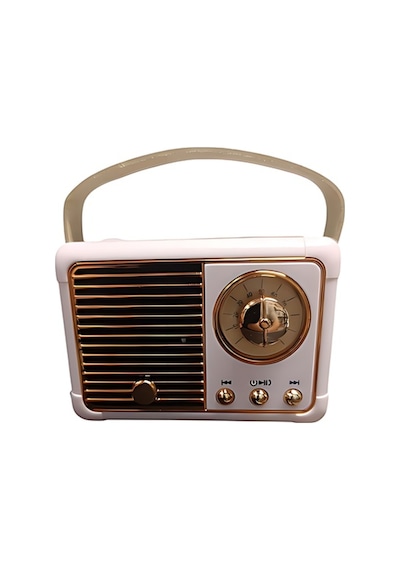 Nostaljik Retro Radyo Bluetooth Bağlantılı Hoparlör - Pembe- Tek Ebat