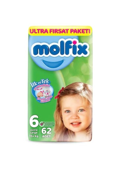 Molfix 3D Bebek Bezi 6 Numara Xlarge Ultra Fırsat Paketi 62 Adet