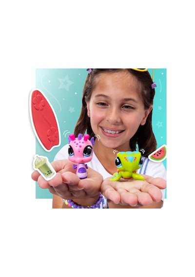 Littlest Pet Shop Beach Bites Pet Pair Seri 4 Kaplumbağa Denizatı Figür Seti Aksesuarlı Mini Lps 4+
