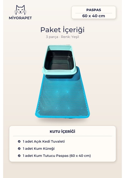 Açık Kedi Tuvaleti Paspas Kürek-yeşil