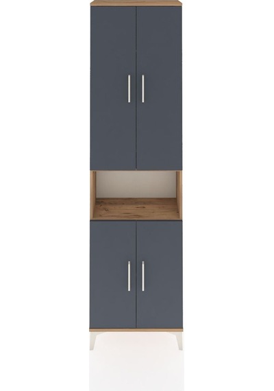 Arges Dolap 3 Raflı 4 Kapaklı Tek Askılı 60x30x221 Çam-antrasit Atlas Çam