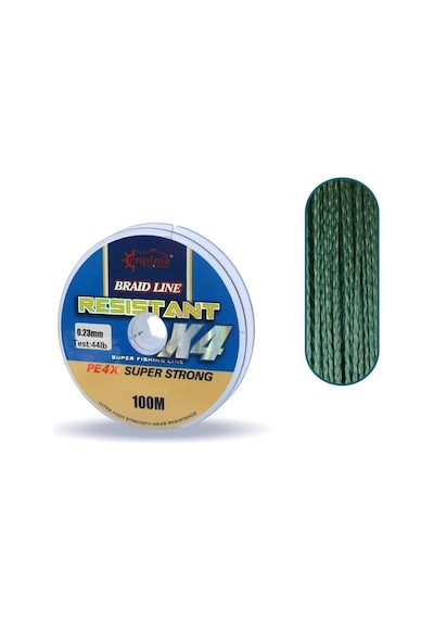 Captain Resistant PE 4 Kat İp Misina 100mt Yeşil 0.23 mm