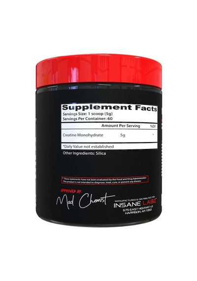 Insane Labz Insane Creatine Monohydrate Post Workout Strength Size Power 300 Gr 60 Servings - Kreati Aromasız