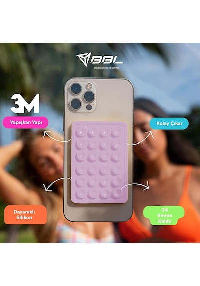 Telefon Arkasına Yapışan Silikon Vantuzlu Telefon Kılıfı Tutucu Araç Telefon Tutucu Ahtapot Vakumlu Telefon Tutucu Açık Pembe Yapışkanlı 2 Mixed