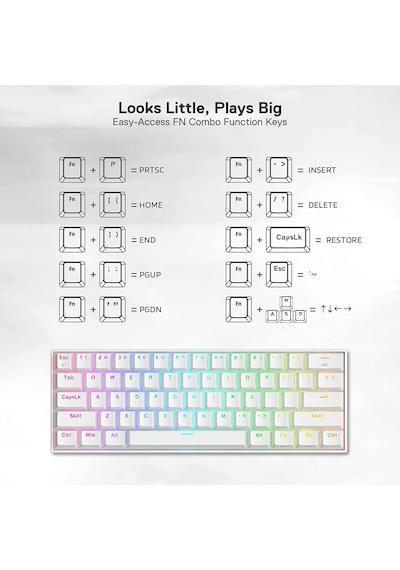 Redragon K530 Draconic Red Switch %60 Compact Kablosuz RGB Mekanik Oyuncu Klavye