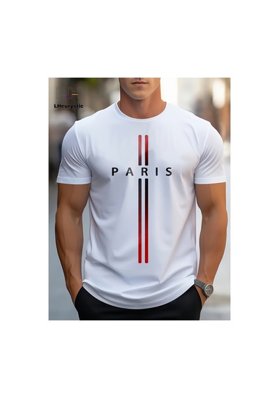 Caddemia Yaz Gevşek Boyut Parıs Mektubu Grafik Baskılı Slim Fit Gündelik Spor Yuvarla Beyaz 2XL Caddemia Yaz Gevşek Boyut Parıs Mektubu Grafik Baskılı Slim Fit Gündelik Spor Yuvarla Beyaz 2XL