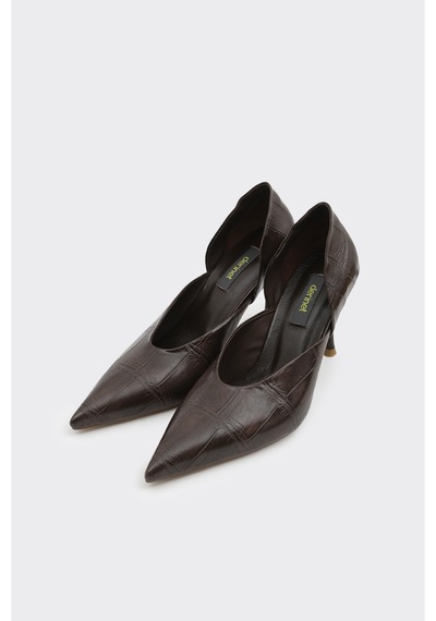 Derinet Dekolteli Kadın Stiletto Kahve Kahve