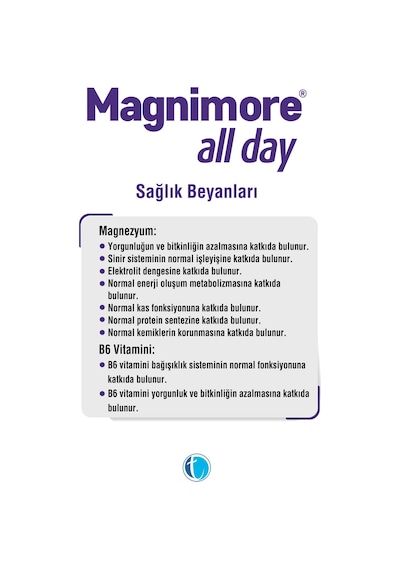 Magnimore All Day Magneyzum 60 Tablet Sitrat Malat Bisglisinat Vitamin B6 P5P
