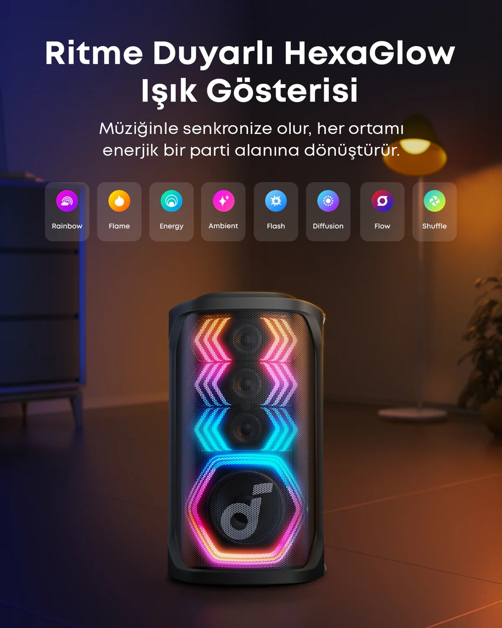 Anker Soundcore Rave 3s 200w Aı Karaoke Bluetooth Hoparlör Party Hoparlörü Yapay Zeka Destekli Vokal Kaldırma Siyah