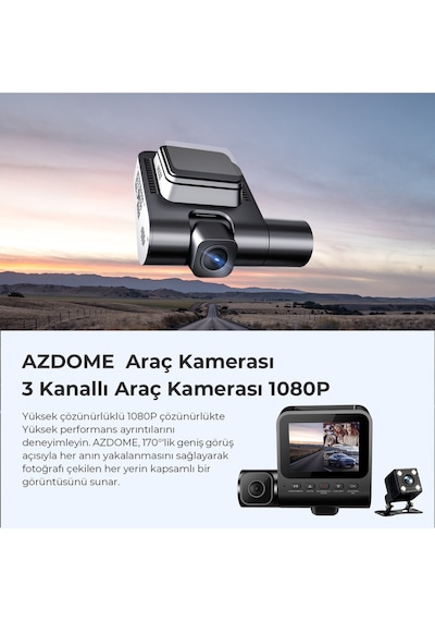 V600 3 Kameralı Araç Kamerası + Obd Park Modu Kiti Full Hd Kayıt, Gece Görüş, Geniş Açı