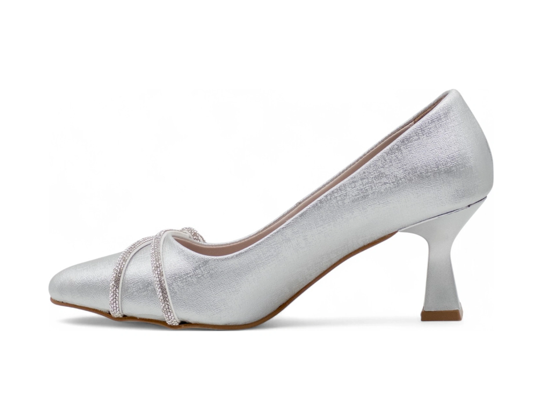 Bilener 0803 Taşlı Kadın Stiletto GÜMÜŞ