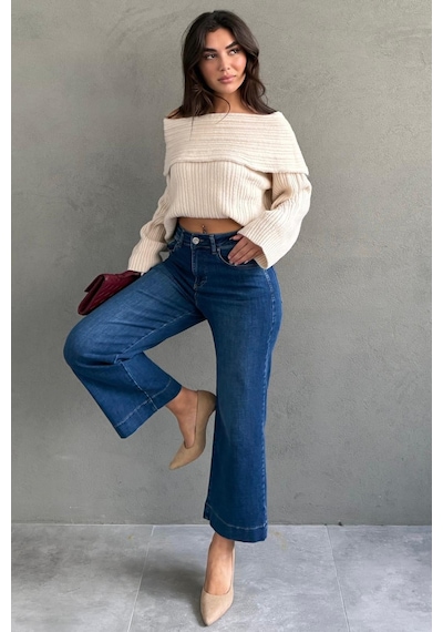 Mavi Düz Kesim Geniş Paça Kadın Flared Jean Mg2630 Mavi Mavi Düz Kesim Geniş Paça Kadın Flared Jean Mg2630 Mavi