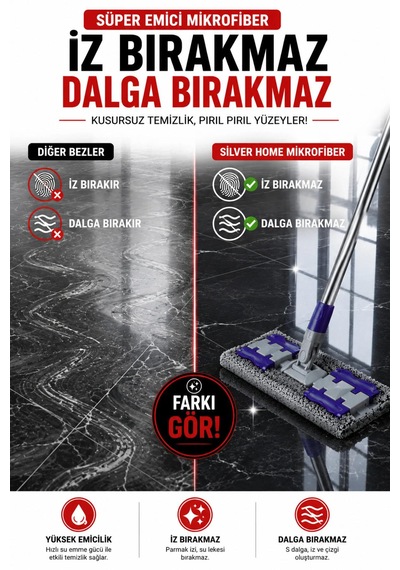 3'lü Mikrofiber Mandallı Mop Yedek Bezi 20x40 Cm Süper Emici Lazer Kesim İz Bırakmayan Tüm Standart Mandallı Moplarla Uyumlu Gri