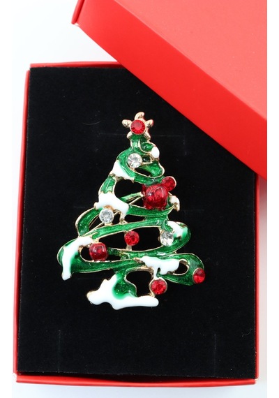 Noel Ağacı Broş. Taşlı Yılbaşı Ağacı Broş. Yaka İğnesi Broş. Çam Ağacı Broş. Kadın Broş. Broş. Çok Renkli