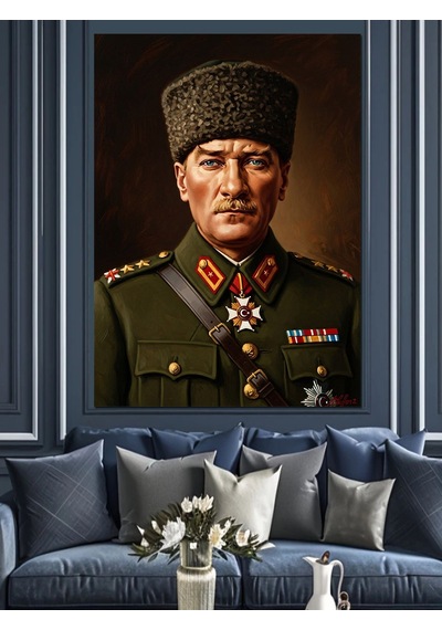 Mareşal Üniformalı Mustafa Kemal Atatürk Dekoratif Kanvas - Mdf Ahşap Tablo