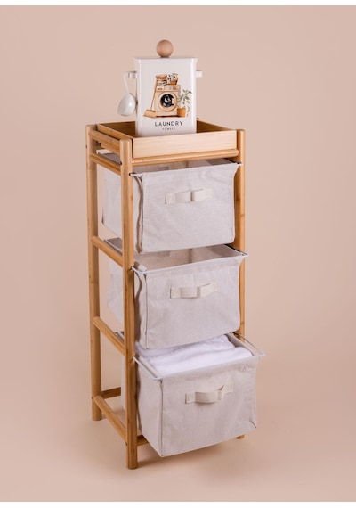 The Mia Bambu 3 Bez Çekmeceli Düzenleyici Dolap Raf 90x35x30 Cm Çok Renkli