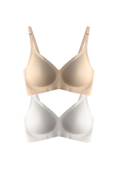 Cottonhill Seamless Bra - Soft Lazer Kesim Balensiz Ayarlanabilir Askılı Dikişsiz Kadın Sütyen 2'li Paket-5 Çok Renkli