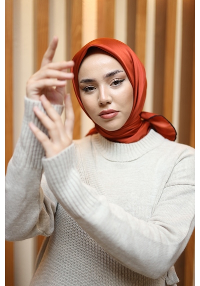 Silk Home Düz Micro Saten Eşarp 28013-13 Bakır
