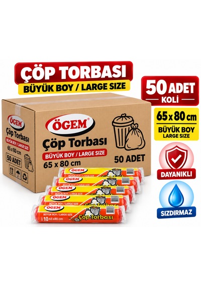 Büyük Boy Çöp Poşeti 10'lu 50 Adet