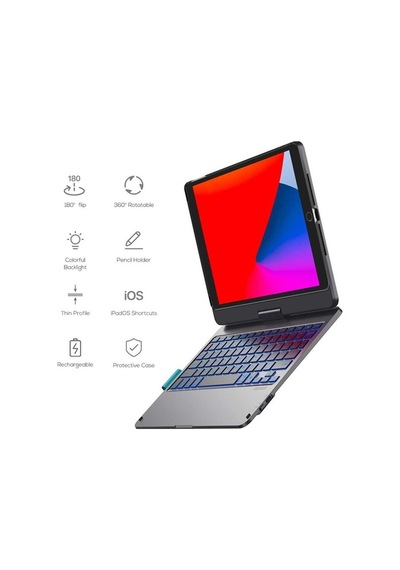 Apple Uyumlu iPad  Air 4 Air 5 10.9" Kılıf Kablosuz Dönebilen Klavye
