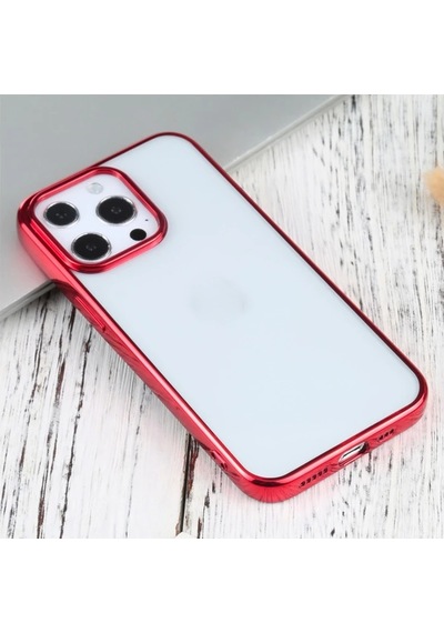 Hepsi iPhone Uyumlu 13 Pro Max 6.7inç Lazer Kaplama Renkli Kenar Şeffaf Kılıf- 5775 Najmaddin Rose Gold