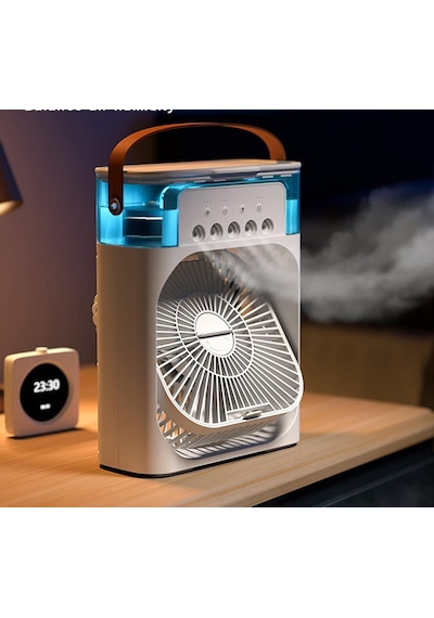 Coofbe 600 ML Su Buz Hazneli 7 Farklı Led Işık Şarjlı Taşınabilir Masaüstü Fantilatör