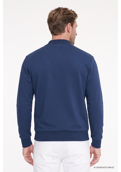 AC&Co / Altınyıldız Classics Erkek Lacı Standart Fit Normal Kesim İçi Polarlı Kolej Yaka Pamuklu Sweatshirt Lacivert