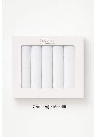 Özel Seri 7'li Pamuklu Bebek Ağız Silme Mendili Bebek Mendili Beyaz