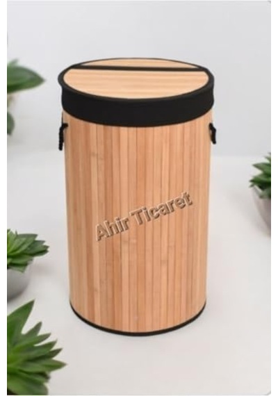 Plastik Bambu Halatlı Kirli Çamaşır Sepeti 65 L-beyaz Çok Renkli